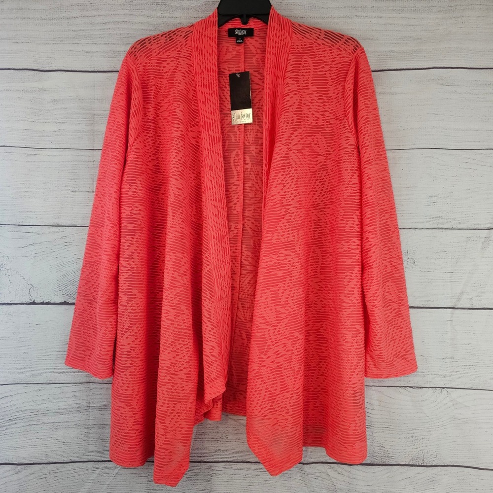Slim Factor Investments 3X Dubarry Sheer Coral Open Front Cardigan NWT L857